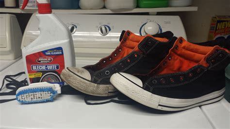 cleaning white rubber on sneakers.